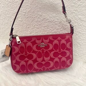 NWT COACH Nolita 19 Bag In Signature Denim & Leather CCZ48 Silver/True Red